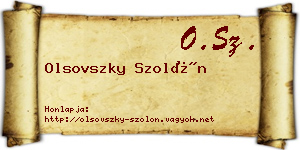 Olsovszky Szolón névjegykártya